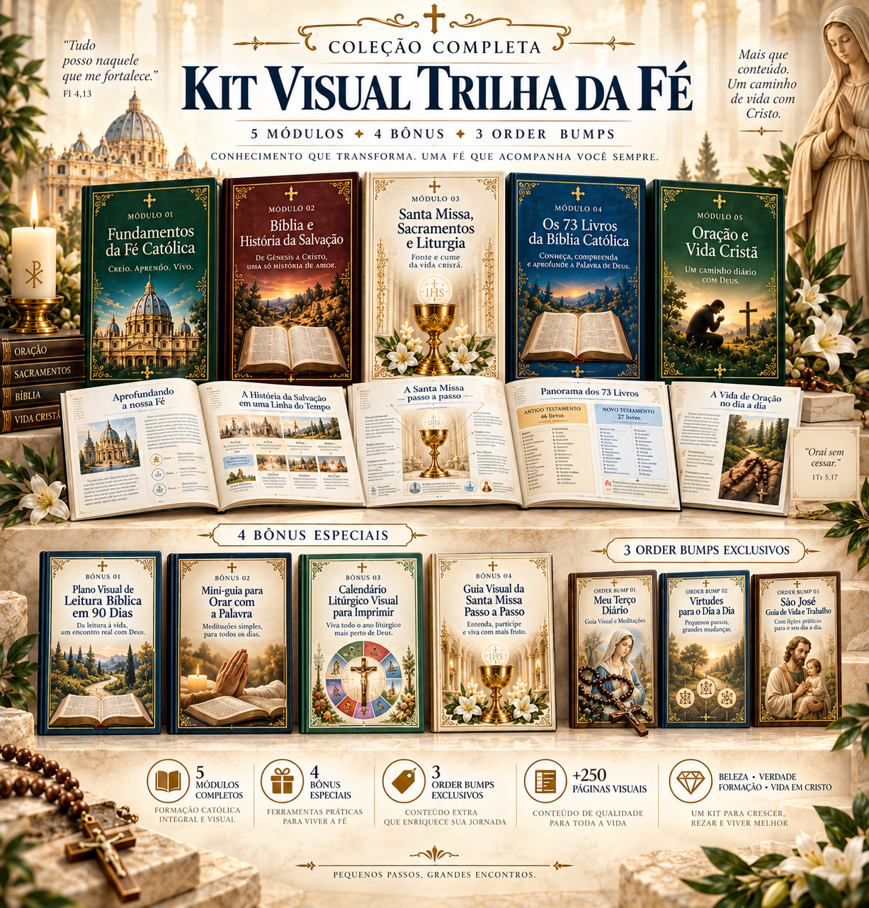 Coleção completa Kit Visual Trilha da Fé com módulos e bônus